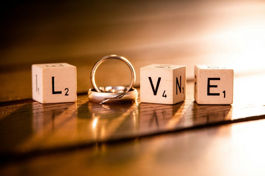 Wedding rings on planning table