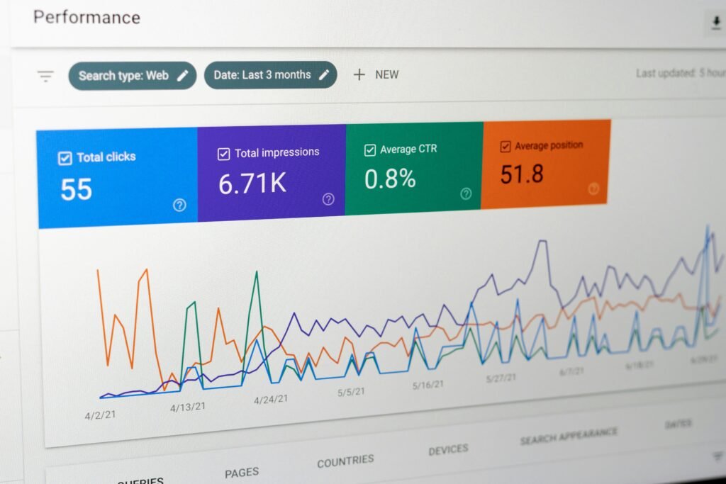 Business analytics chart on screen