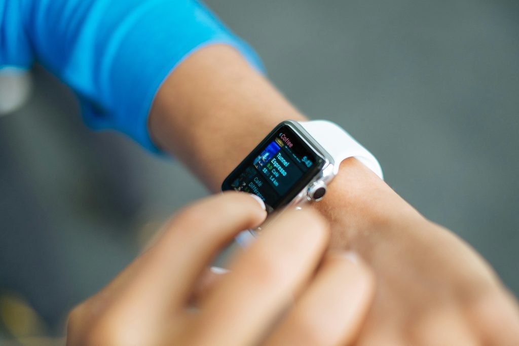 Fitness tracker smartwatch at gym