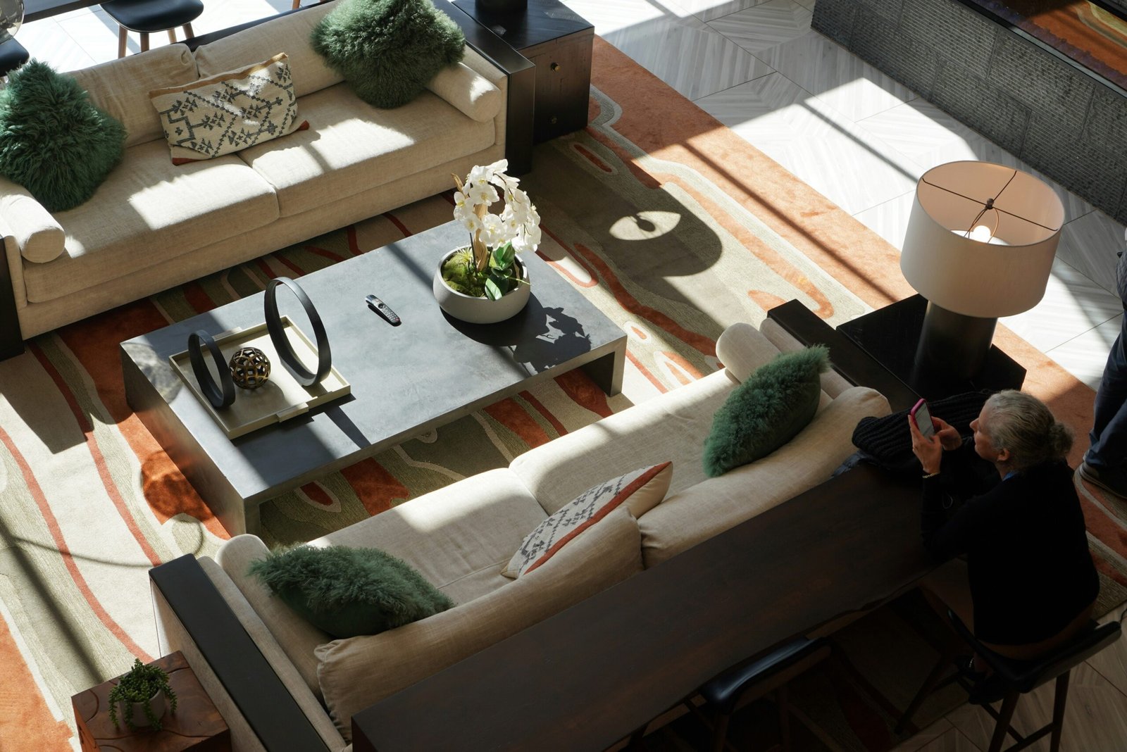 living room floor plan with tape measure