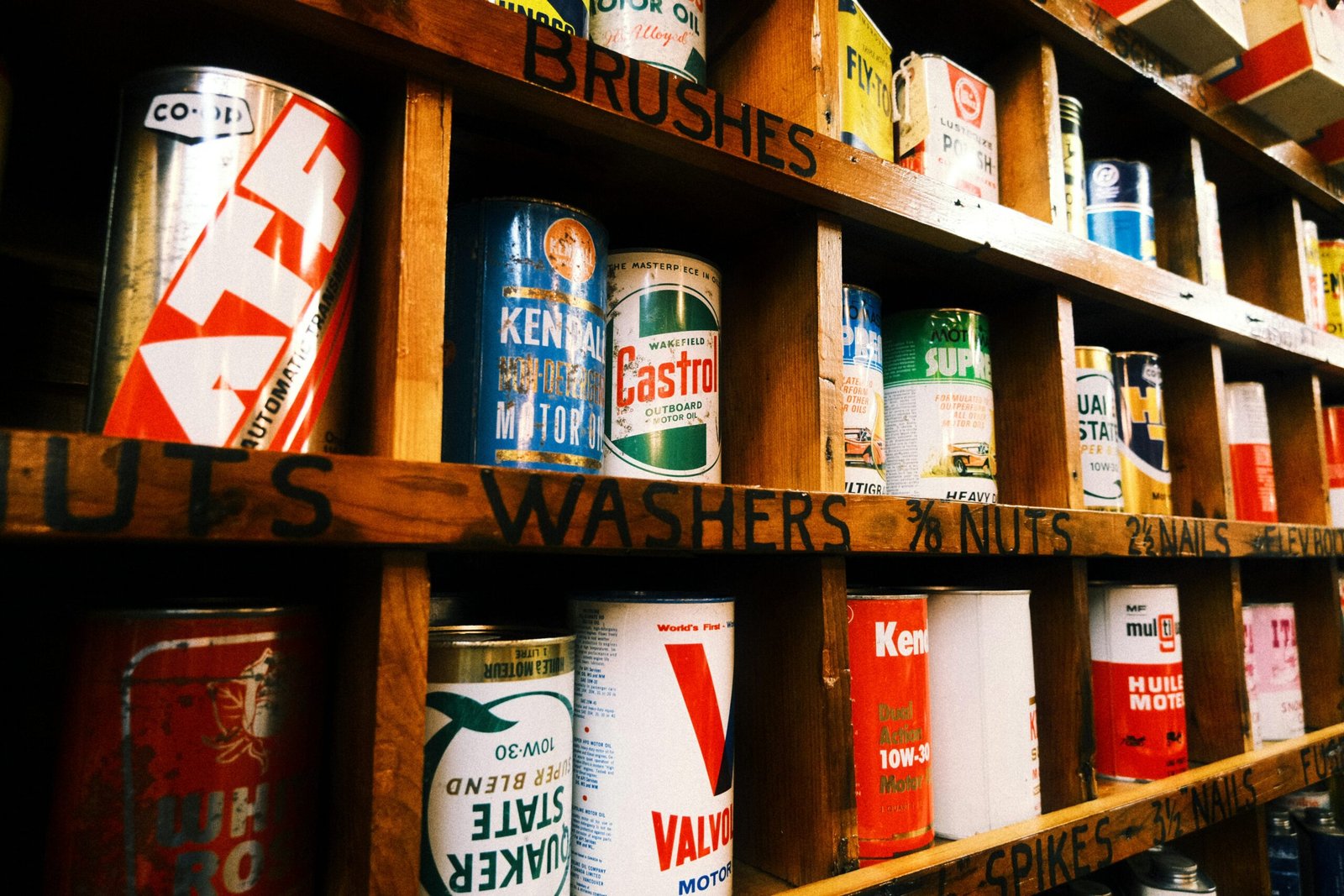 labeled storage boxes on garage shelves